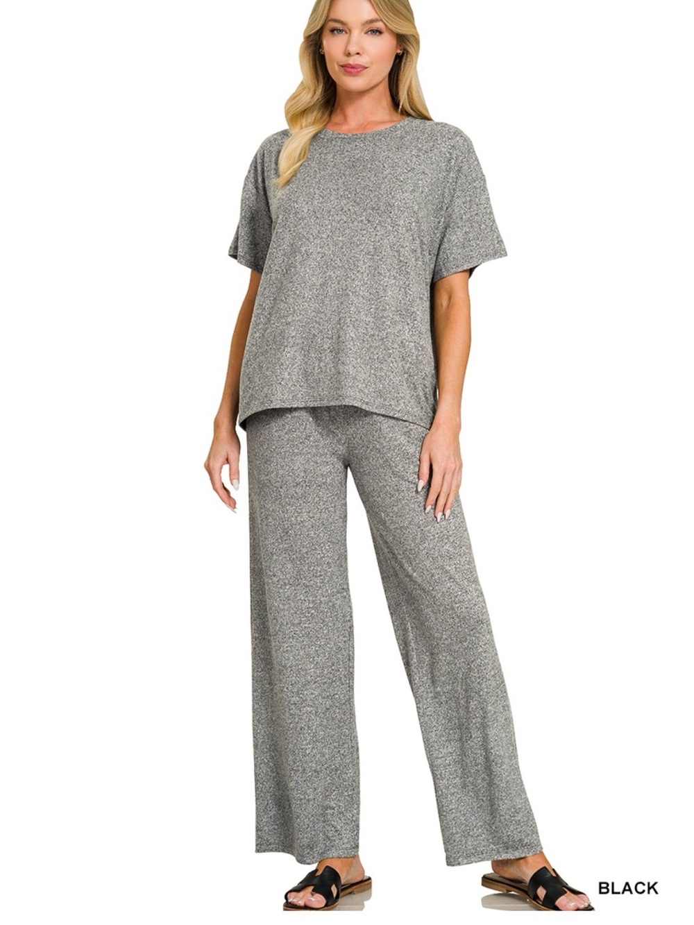 SOFT MELANGE SHORT SLEEVE TEE & LONG PANTS SET
